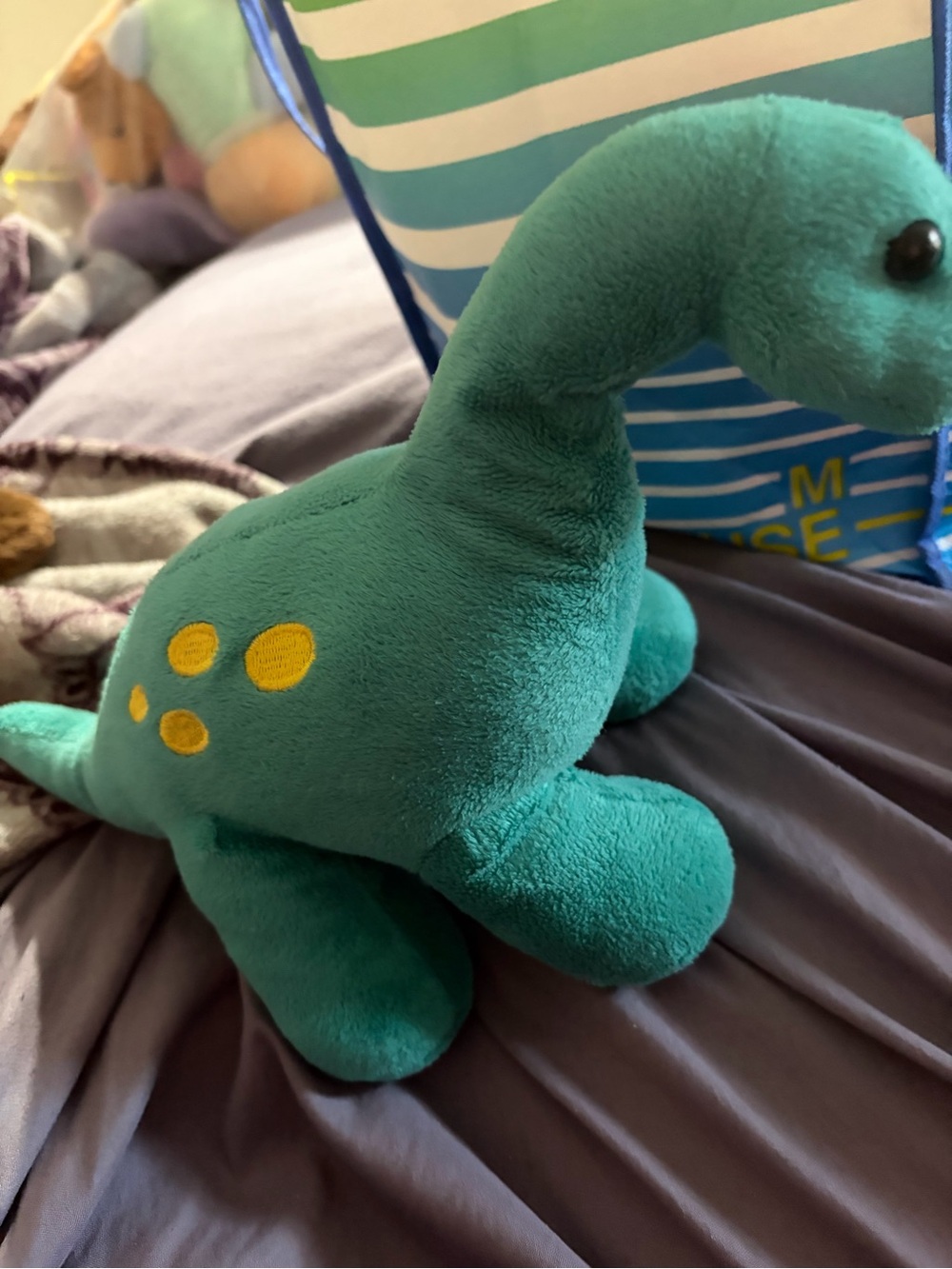 Prextex Brachiosaurus Dinosaur Plush Stuffed Animal Blue Green Spotted Long-Neck